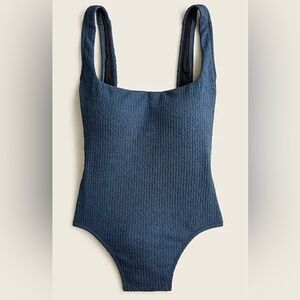 J CREW textured one piece, square neckline, scoop back swimsuit.